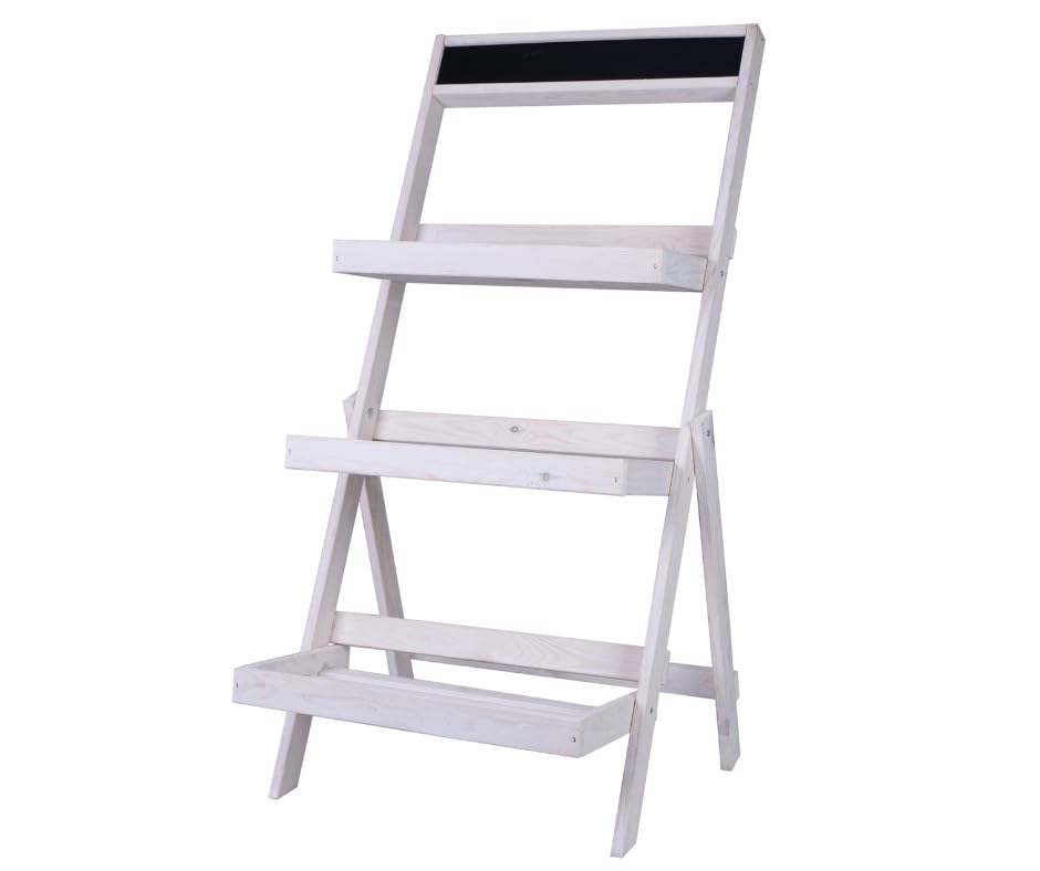 Blumentreppe Blumenregal Etagere Pflanzenregal Holztreppen Garten RDEZ 3 Farben (Weiss), Weiss