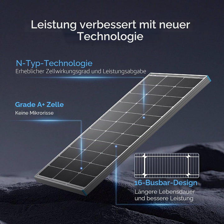 Renogy 100W starres Solarmodul (Topcon)