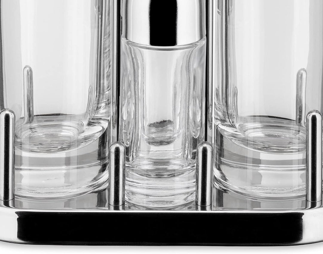 Alessi Menage: Öl, Essig, Salz und Pfeffer aus Edelstahl