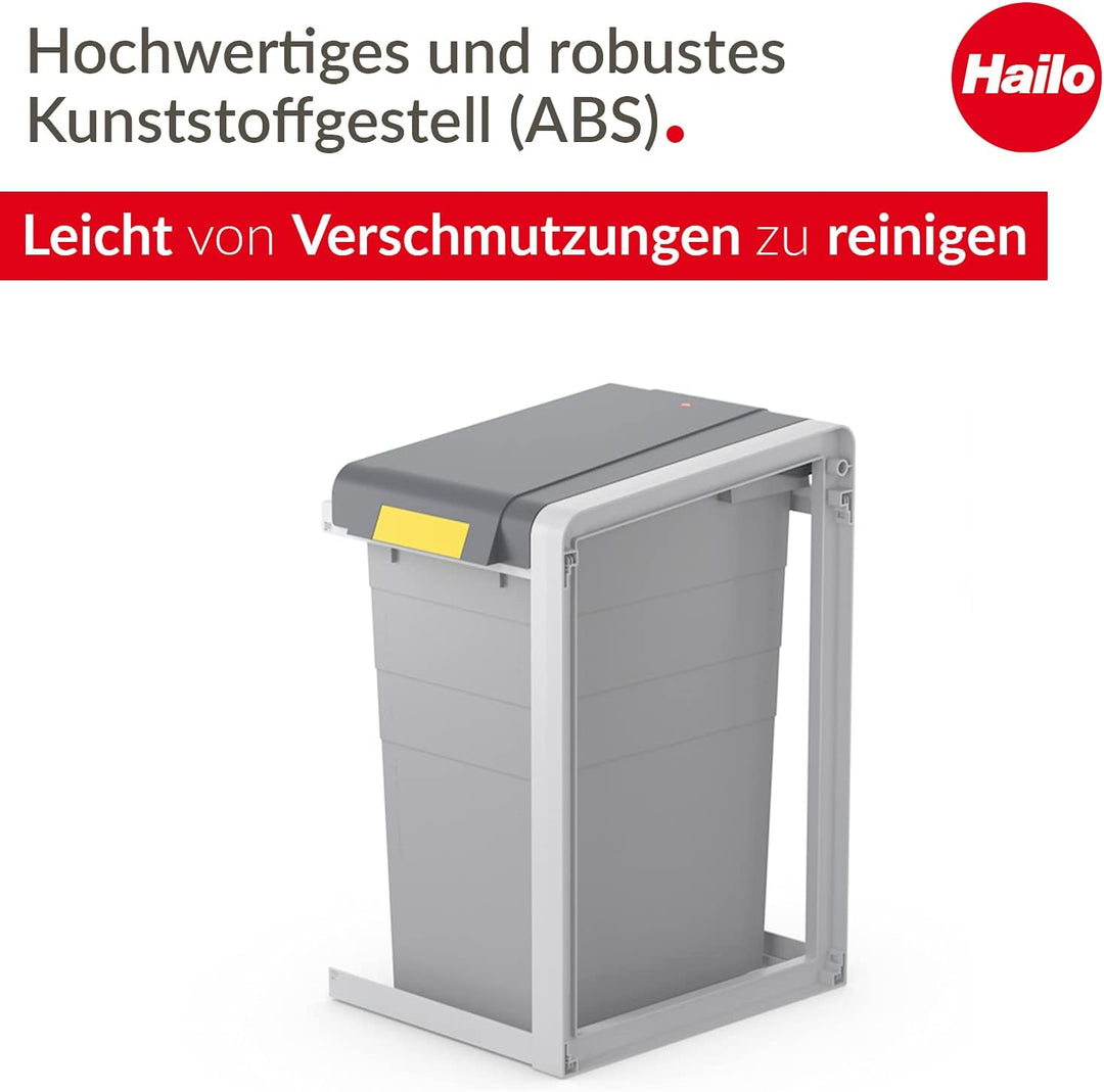 Hailo ProfiLine Öko XL - Mülltrennsystem Erweiterungseinheit 38 L - Robustes Gestell und weit öffnen