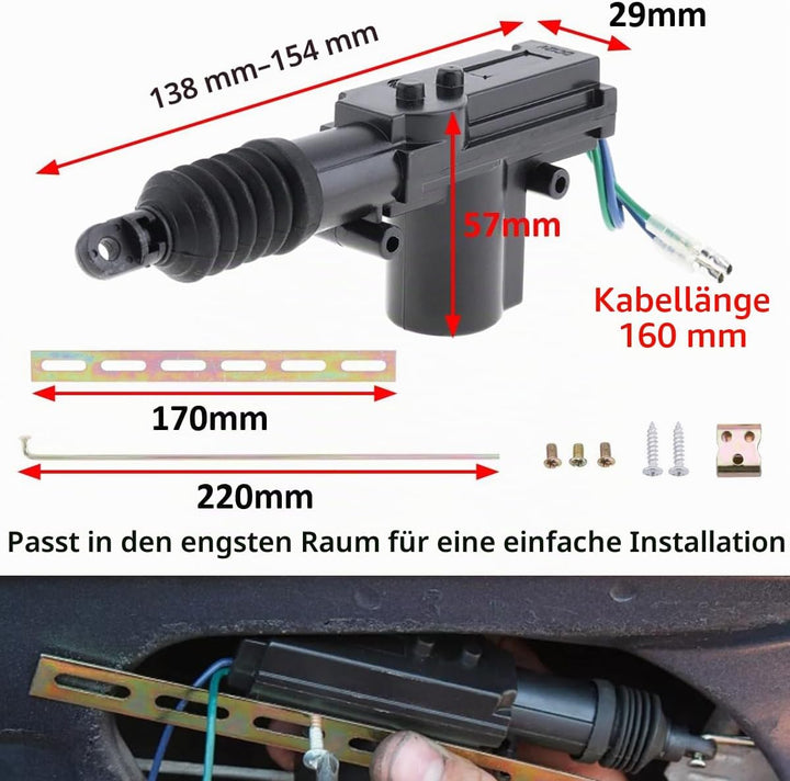 4 Stück KFZ Türschloss Stellantrieb 12V Türschloss Aktuatoren Set Zentrale Tür Verriegelung Stellmot