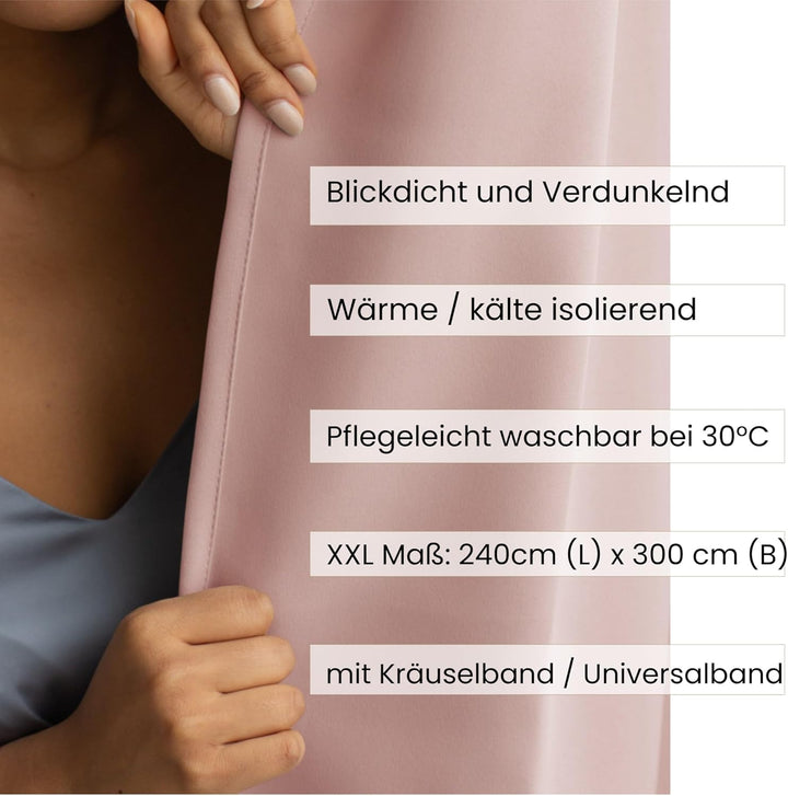 Cleanlevel EST 2016 Vorhänge Vorhang 300cm B x 245cm H Gardine Verdunkelungsvorhang Kräuselband Blic