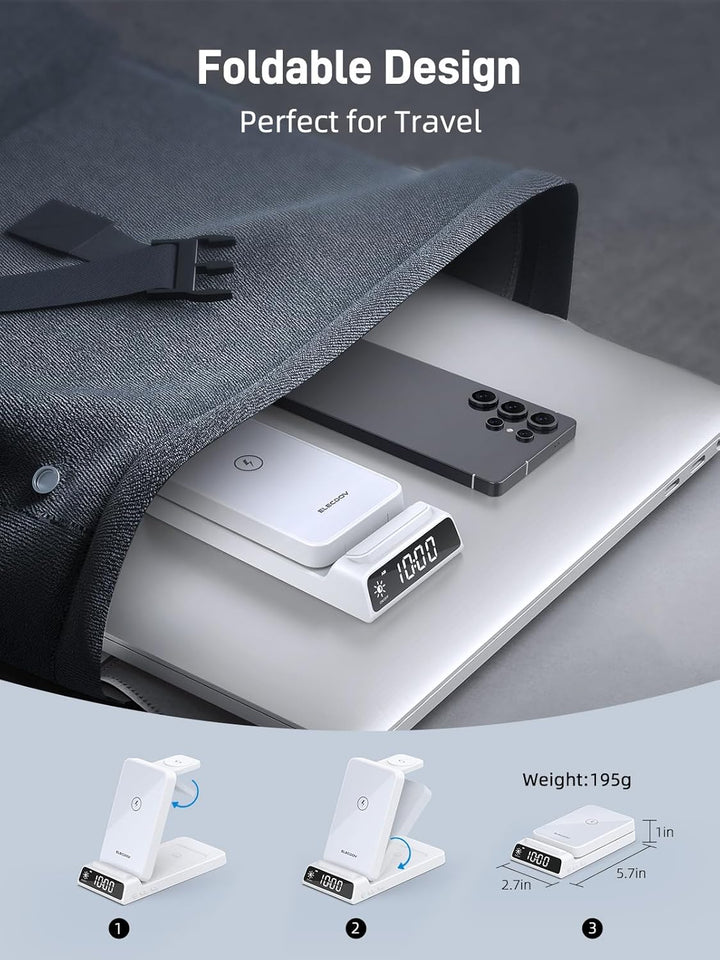 Drahtloses Ladegerät für Samsung Ladestation mit Uhr für Samsung Galaxy S25 Ultra/S24/Z Fold 6/Flip