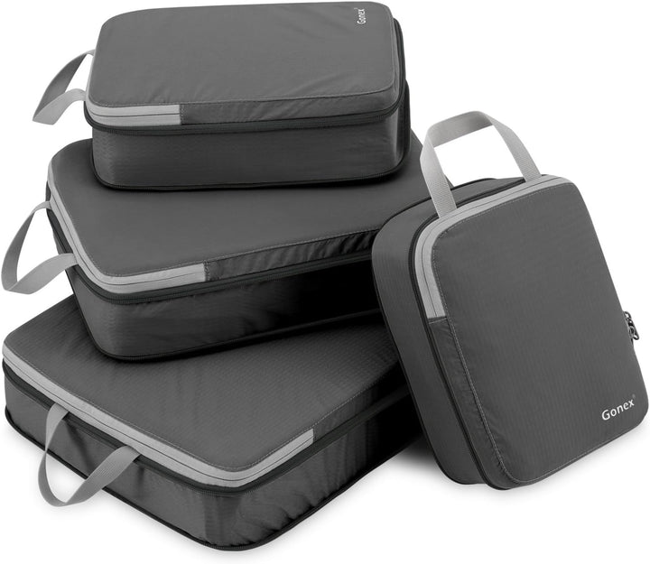 Compression Packing Cubes 3/4er Set, Gonex Kleidertaschen 4-teilig Verpackungswürfel, Kleidertaschen