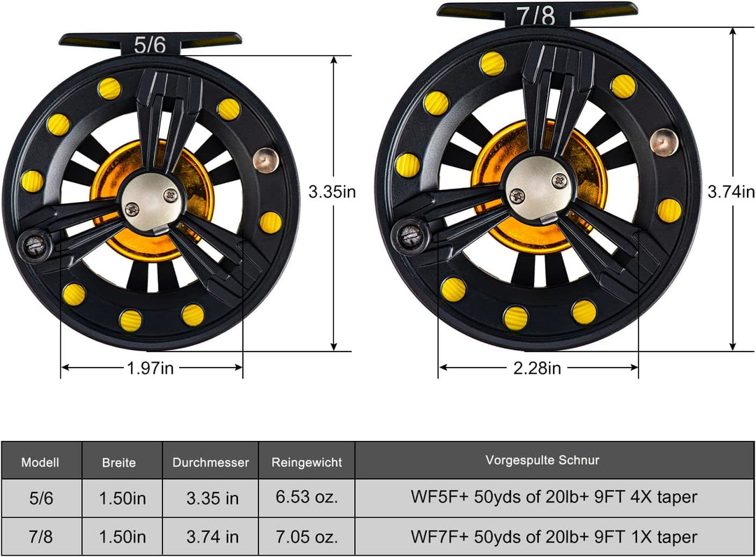 Goture Fliegenrolle Fliegenfischen Rollen wasserdicht 2+1BB 3/4 5/6 7/8 9/10 Aluminum Legierungskörp