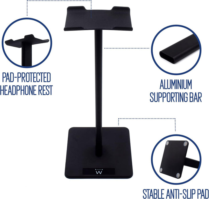 Ewent EW1586 Headphone and Desktop Headphone Stand, Detachable Headphone Stand, Non-Slip TPU Silicon