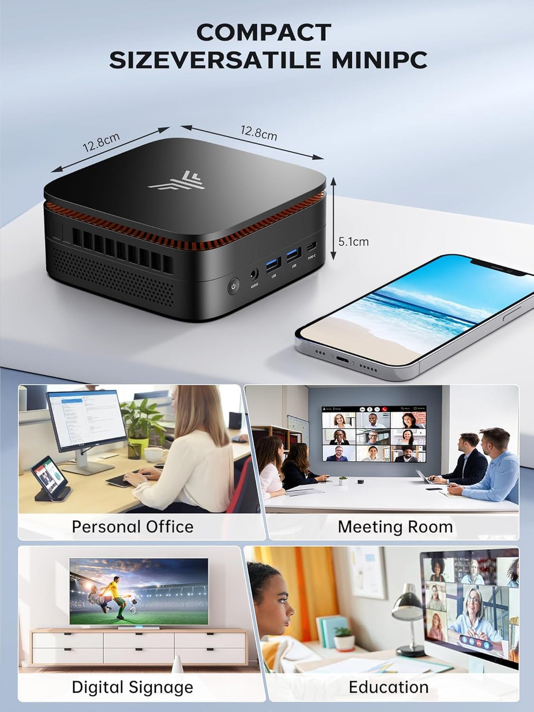 Mini PC, Intel Celeron N5105 2.9GHz 16GB RAM 512GB SSD M.2 Micro Desktop Computer, 4K UHD, WLAN, Gig