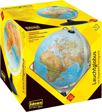 Idena 569902 - Leuchtglobus mit LED Beleuchtung und Ein- und Ausschalter, Durchmesser ca. 30 cm, phy