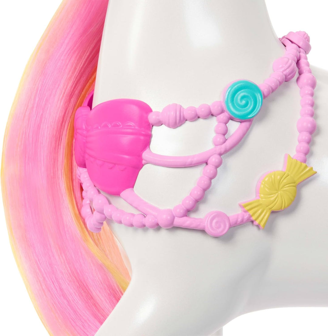 Barbie Vom Reich der Süssigkeiten Nussknacker inspiriertes Pferd mit bunter, duftender Mähne, Kamm u