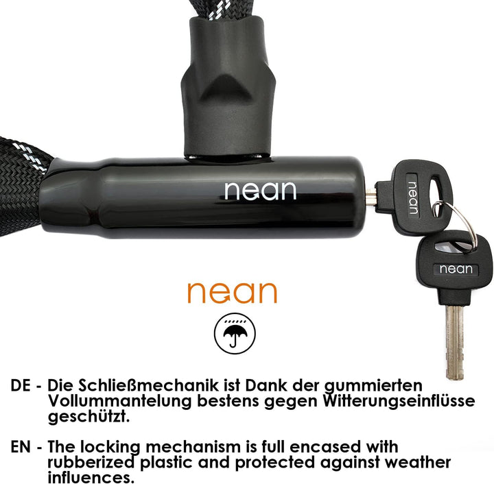 nean Fahrradschloss Kettenschloss, Bike Chain Lock, 2 Sicherheits-Schlüssel, hohe Sicherheit und ext
