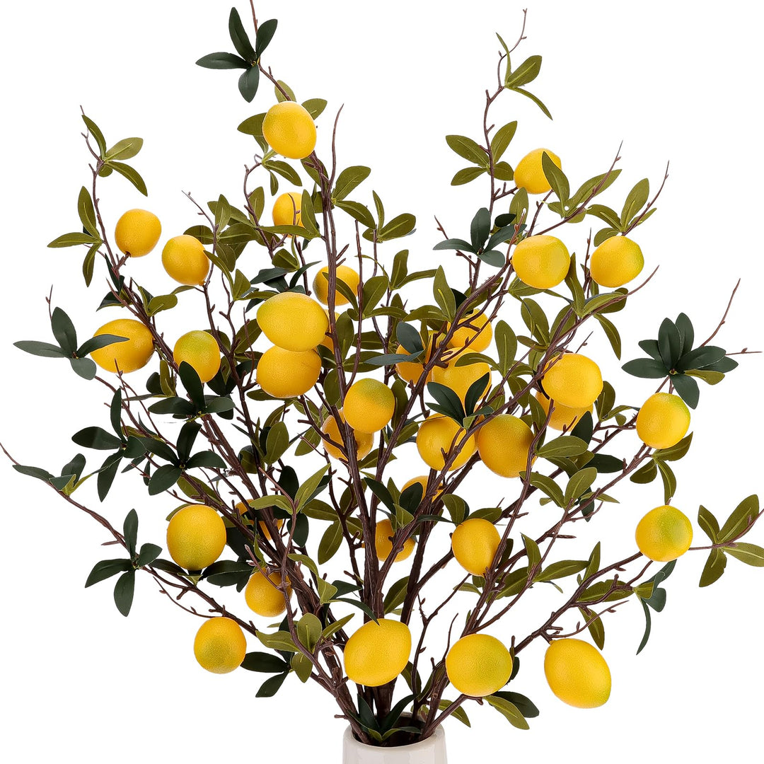 Gresorth Gelb Zitrone Lebensecht Dekoration Künstliche Gefälschte Kunststoff Zweigstelle Obst Blumen