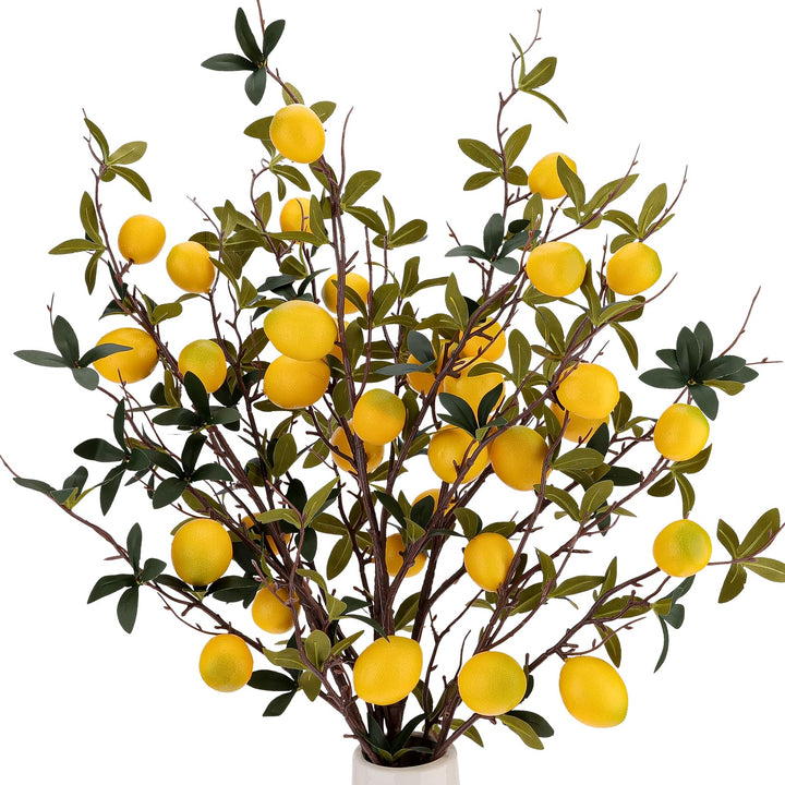 Gresorth Gelb Zitrone Lebensecht Dekoration Künstliche Gefälschte Kunststoff Zweigstelle Obst Blumen