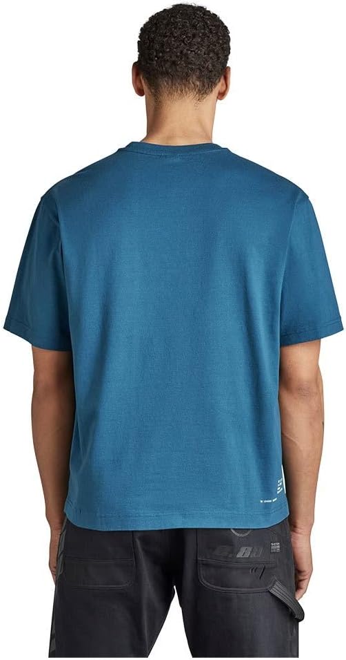 G-STAR Herren Stencil Center Graphic Boxy T-Shirts, Blau (Nitro D22387-4561-1861)