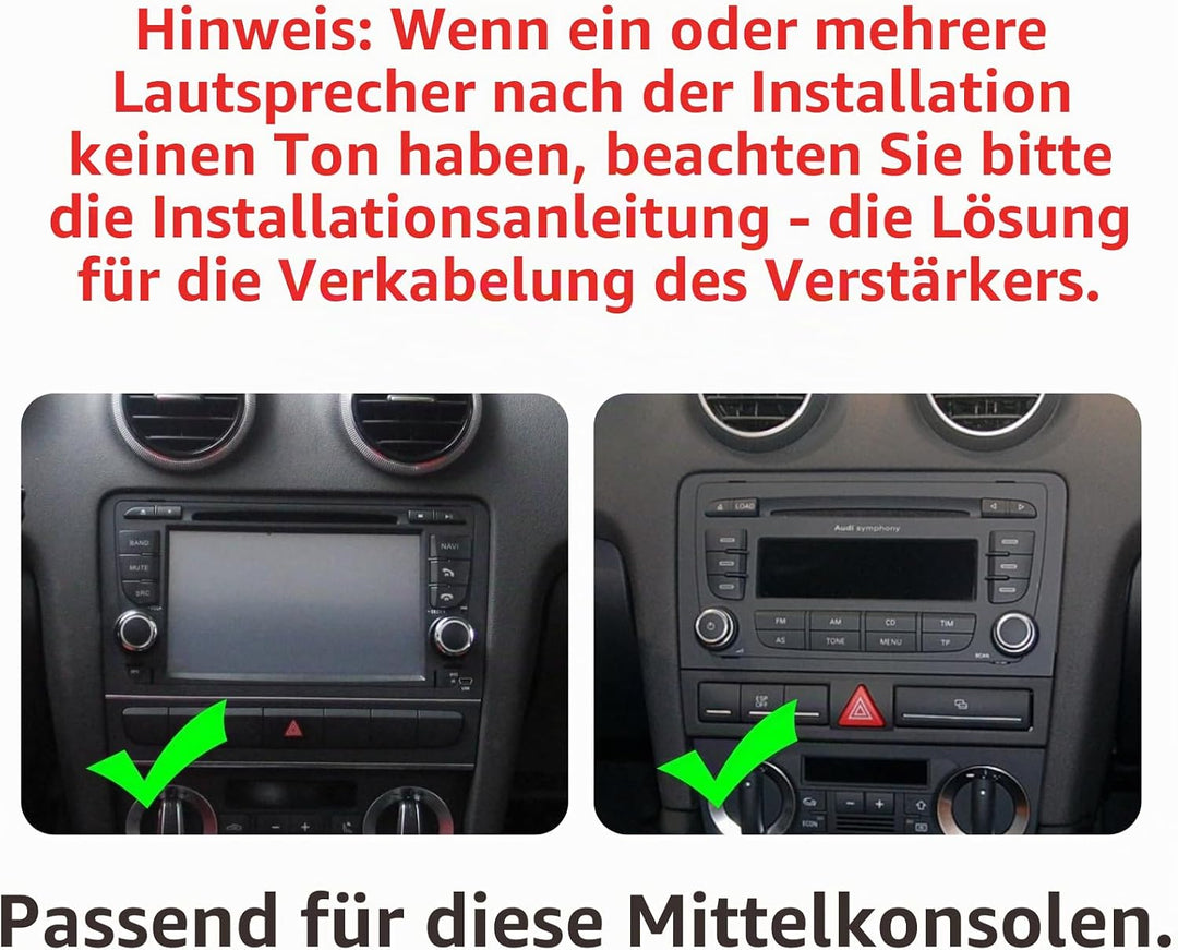 Radio für High Power Audi A3 8P/S3/RS3/Sportback, kabellos, kompatibel mit Carplay und Android Auto,