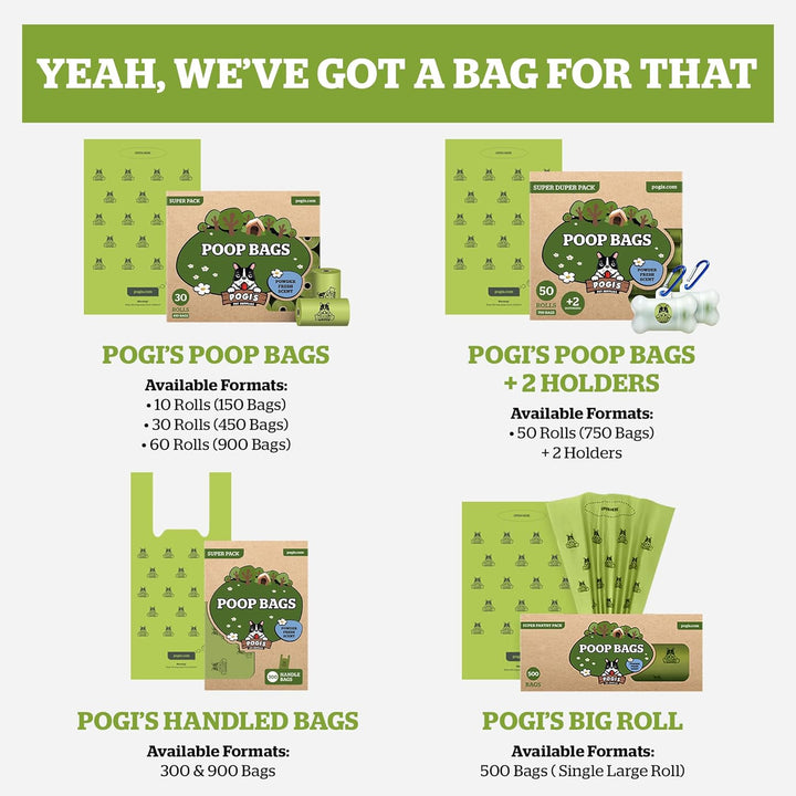 Pogi's Hundekotbeutel - 900 Tüten mit Verschlussträgern - grosse, biologisch abbaubare, parfümierte,