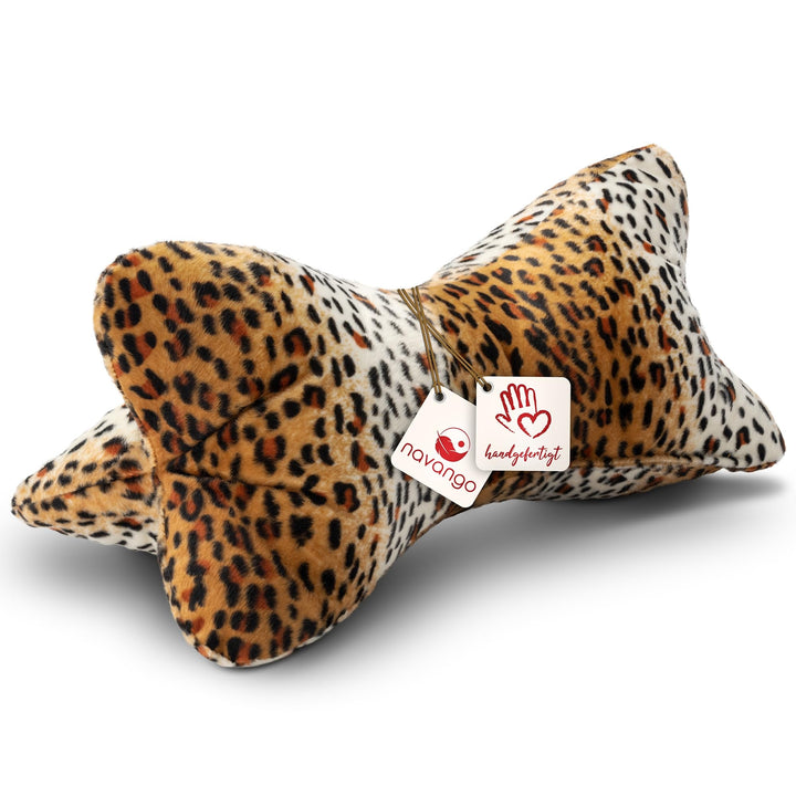 Leseknochen mit Tiermuster in Leoparden Optik | Buchstütze mit kuschelweichem Bezug | ca. 40 x 18 cm