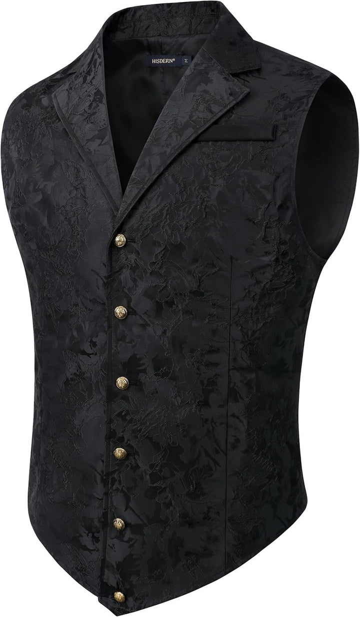 HISDERN Herren Paisley Weste Formelle Hochzeit Party Gothic Steampunk Revers Weste für Herren 3XL Sc