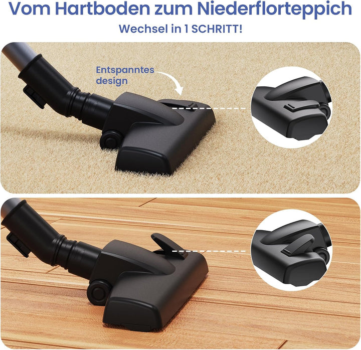 VersLife C8PRO Staubsauger, Staubsauger mit Kabel, 600W Stielstaubsauger mit Kabel, 6-in-1 Stabstaub