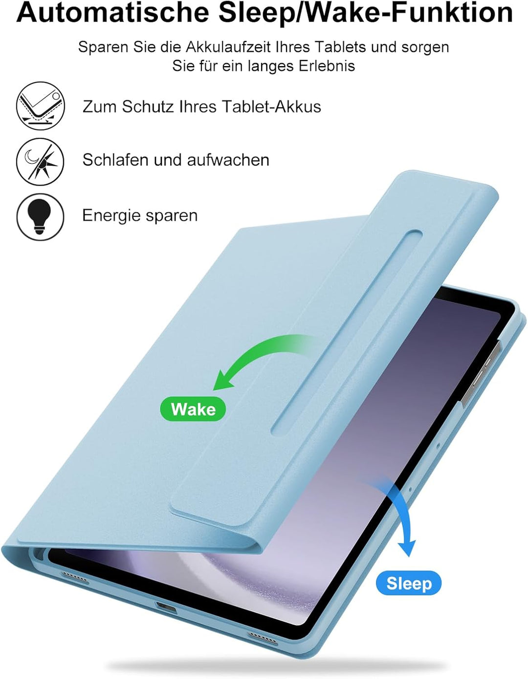 Hülle mit Tastatur für Samsung Galaxy Tab A9 Plus 11 Zoll 2023, QWERTZ Deutsche Magnetisch Abnehmbar