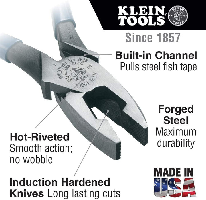 Klein Tools D213-9NETP Lineman's Fischband-Zange, High Leverage Design mit Griff Termpering für Komf