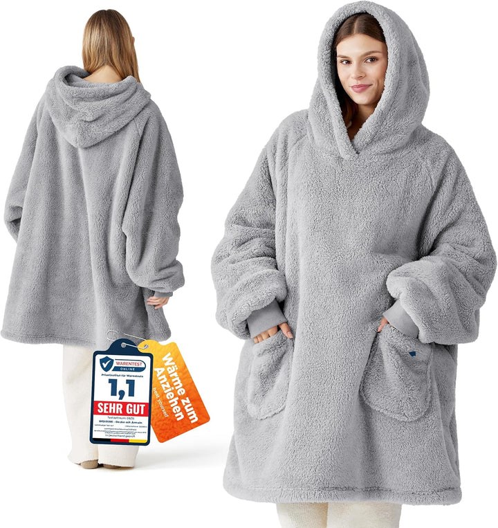 Bedsure Hoodie Decke mit Ärmeln Kuschelpullover - Decke Sweatshirt zum Anziehen, Deckenpullover Kusc