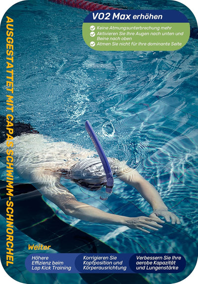 CAPAS Training Schwimmen Schnorchel für Runde Schwimmen, ideale Passform, Schwimmer-Schnorchel mit F