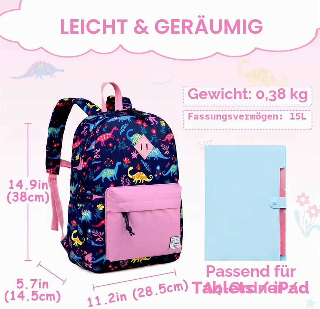 VASCHY Kinderrucksack Jungen Mädchen, Niedlich Wasserdicht Vorschule Kinder Rucksack Kindergarten Kl