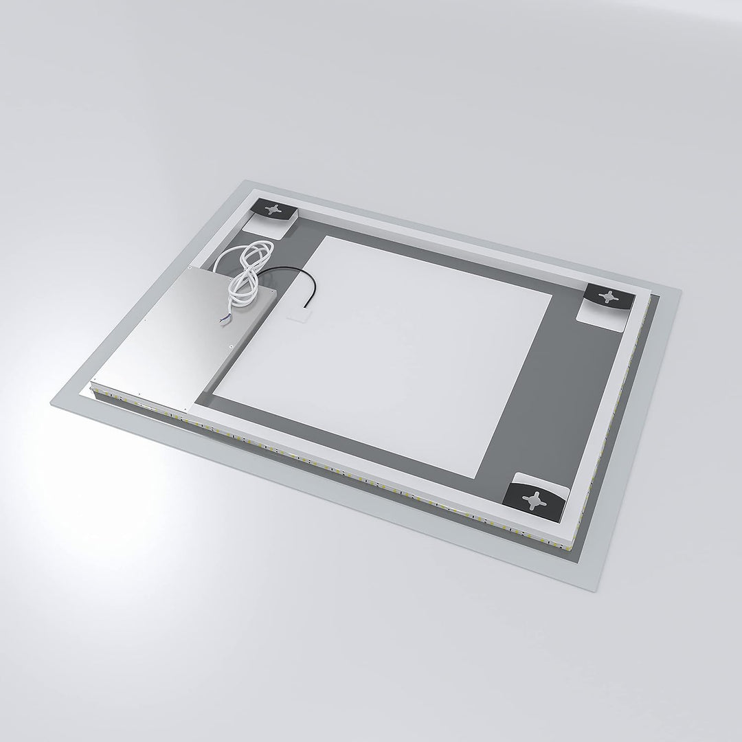 BOURGES-Serie Badspiegel mit indirekt Beleuchtung Hell Eckig 50x70 cm LED Badezimmerspiegel Günstig