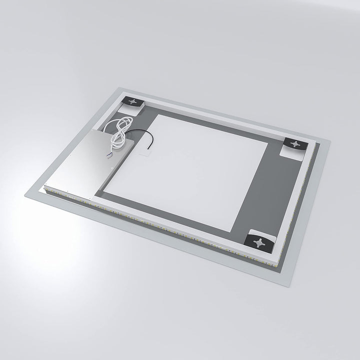 BOURGES-Serie Badspiegel mit indirekt Beleuchtung Hell Eckig 50x70 cm LED Badezimmerspiegel Günstig