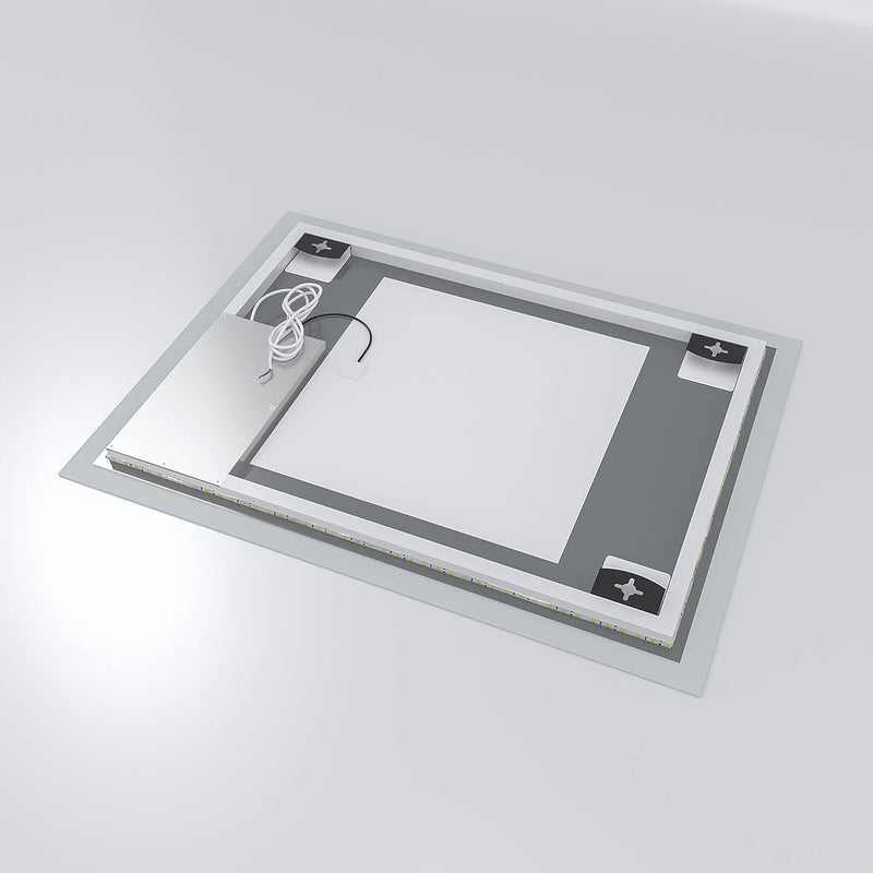Badspiegel mit Beleuchtung Eckig 50x70 cm LED Badezimmerspiegel Lichtspiegel Wandspiegel für Gäste W