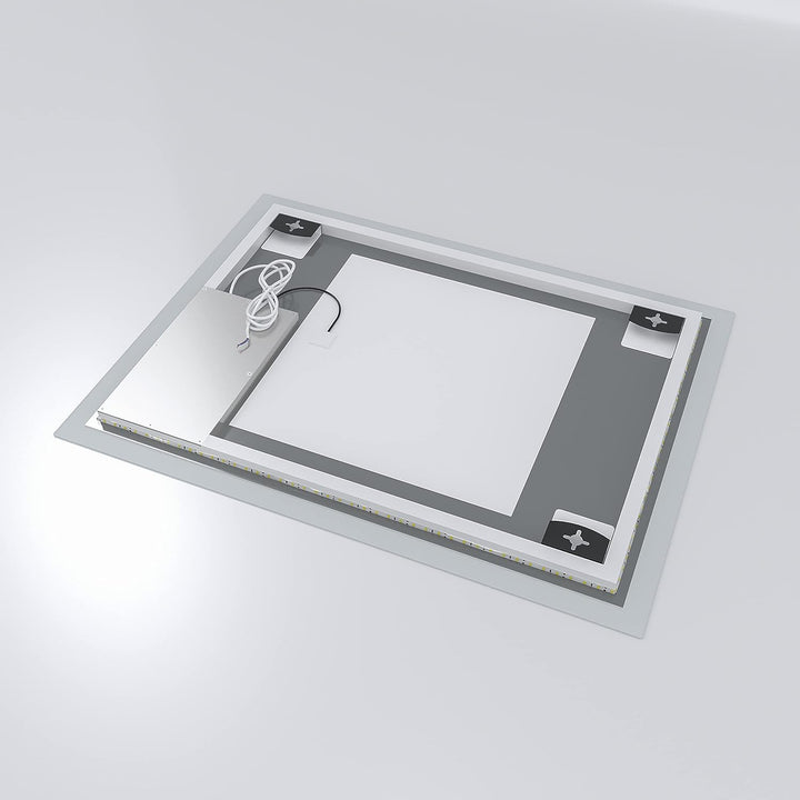 Spiegel Badezimmer Beleuchtung 60x80 cm Dekorative Wandspiegel Silber mit Rahmen Led Badspiegel Bele