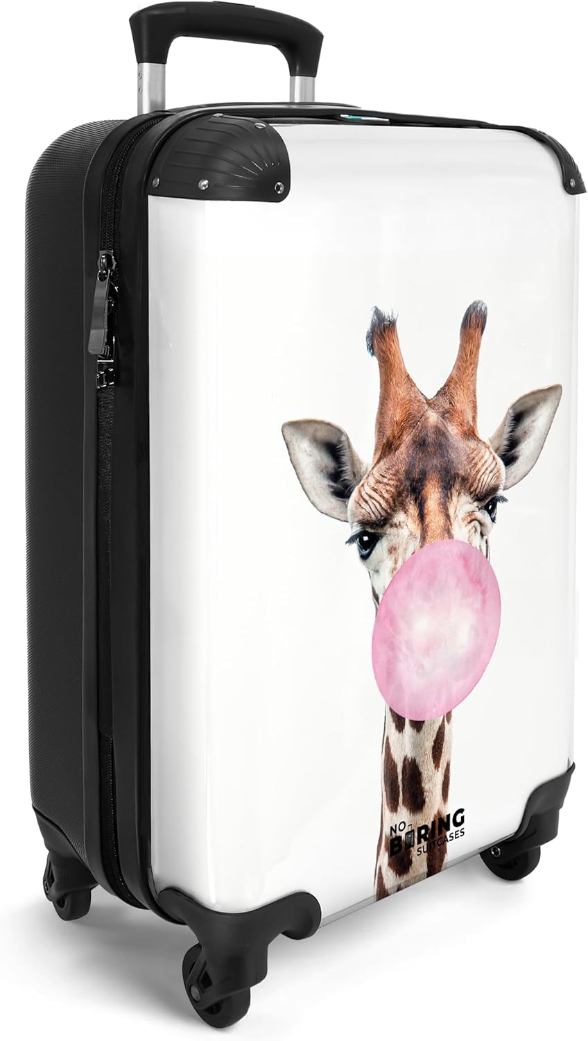 NoBoringSuitcases.com® Kinderkoffer Mädchen Reisekoffer mit Rollen Handgepäck Koffer Giraffe - Kaugu