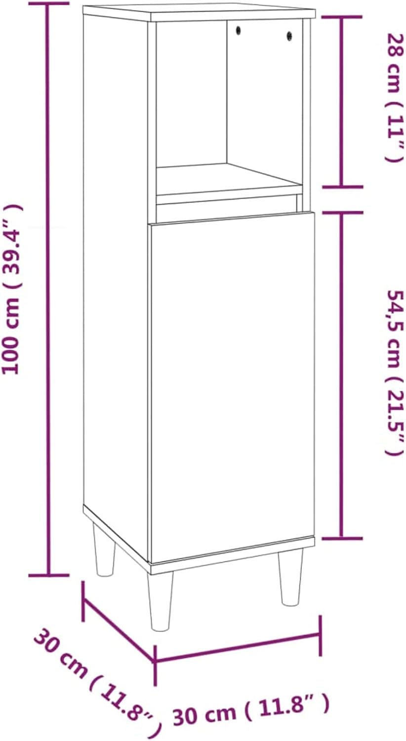 Tidyard Badezimmerschrank Mittlerer Schrank mit 1 Ablage und 2 Fächer hinter der Tür Badschrank Badr