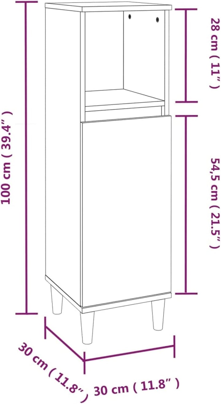 Tidyard Badezimmerschrank Mittlerer Schrank mit 1 Ablage und 2 Fächer hinter der Tür Badschrank Badr