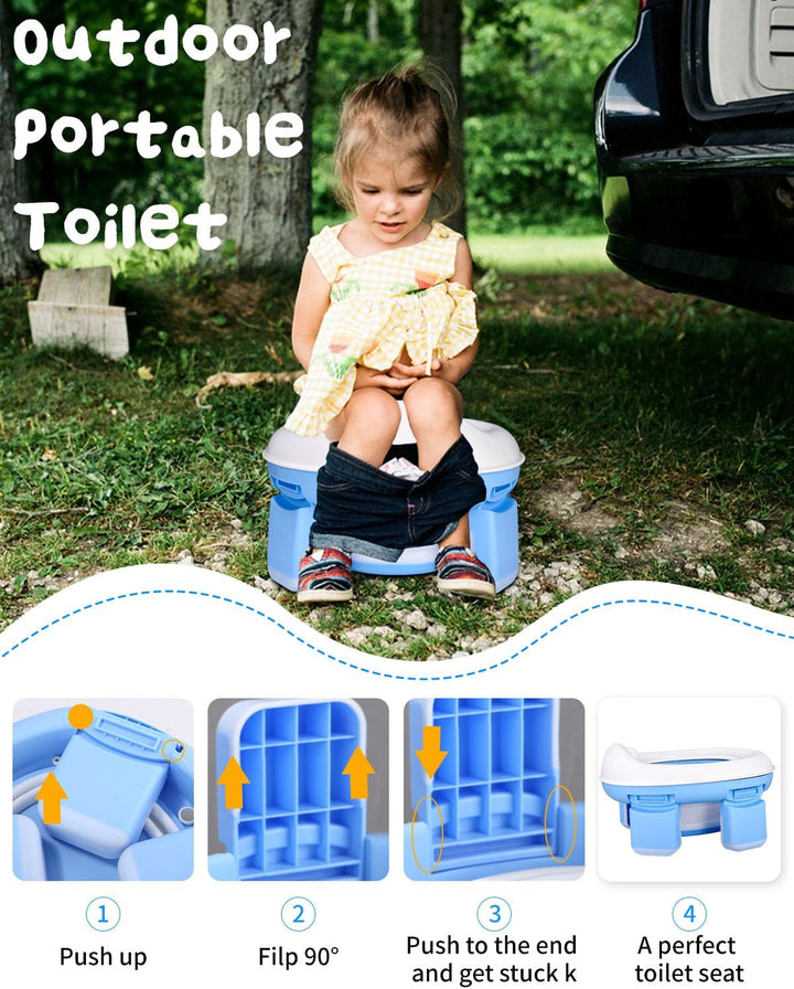 Toilettensitz Kinder,3 in 1 faltbares Kinder Töpfchen für Unterwegs,Portable Travel Potty Training T