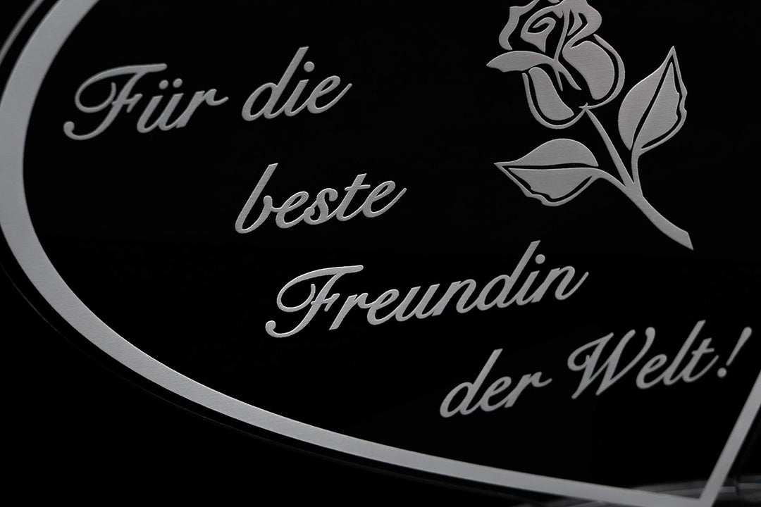 Acryl Schild in Herz Form Für die Beste Freundin der Welt Perfekt zum Geburtstag oder Weihnachten, m