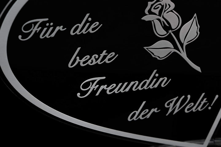 Acryl Schild in Herz Form Für die Beste Freundin der Welt Perfekt zum Geburtstag oder Weihnachten, m