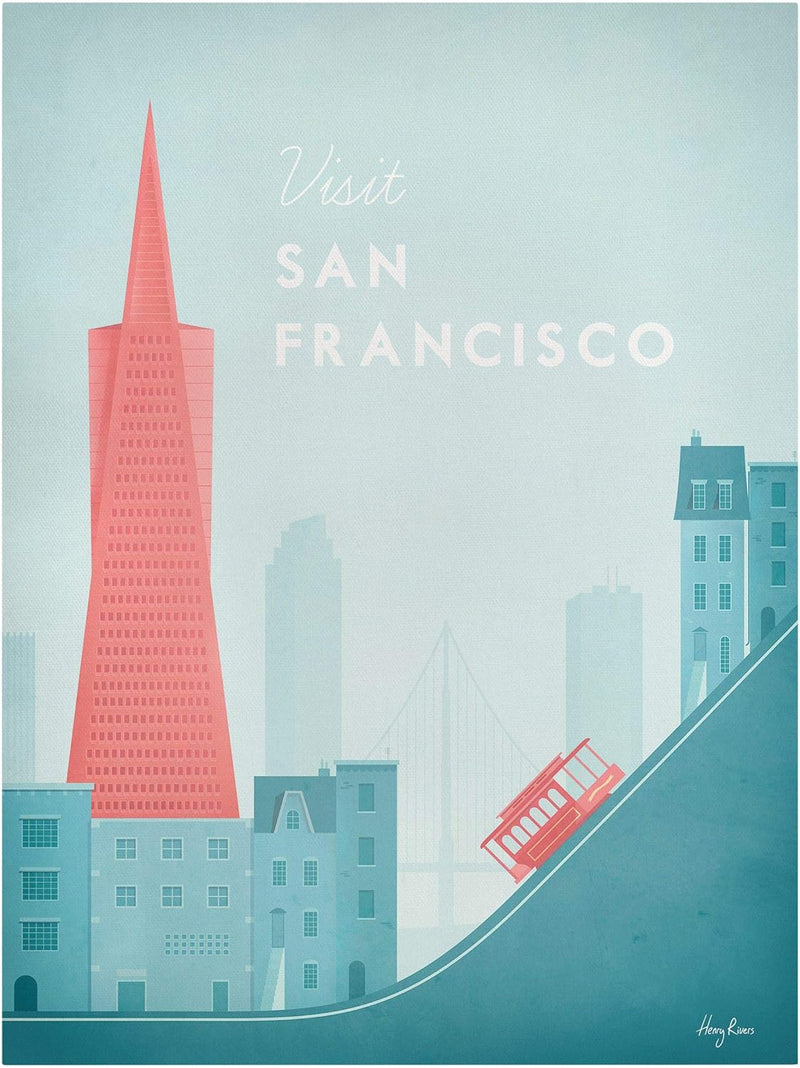 Bilderwelten Leinwandbild Reiseposter San Francisco 40 x 30cm Canvas 40cm x 30cm - Canvas, 40cm x 30