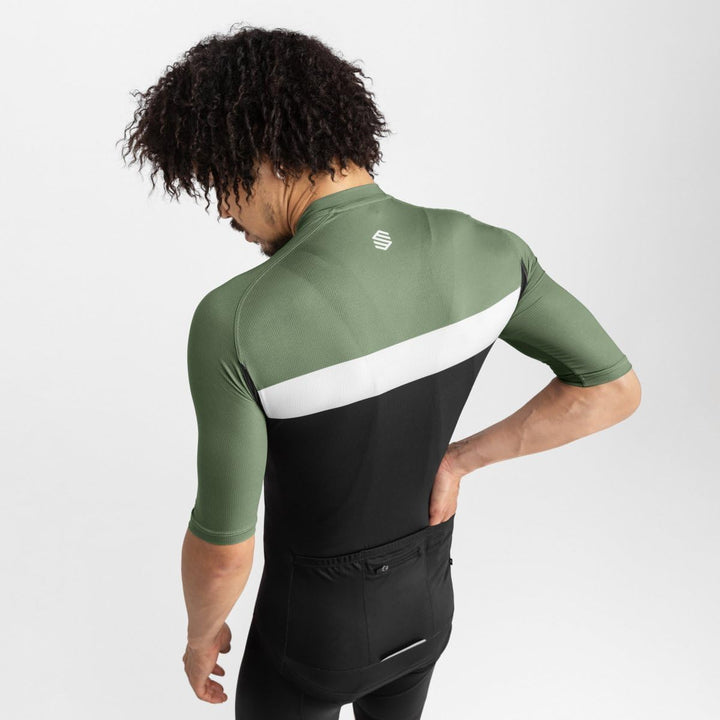 SIROKO M3 Radtrikot Herren Kurzarm Ultraleicht Aerodynamische Fahrradbekleidung XS Schwarz/Olivgrün,