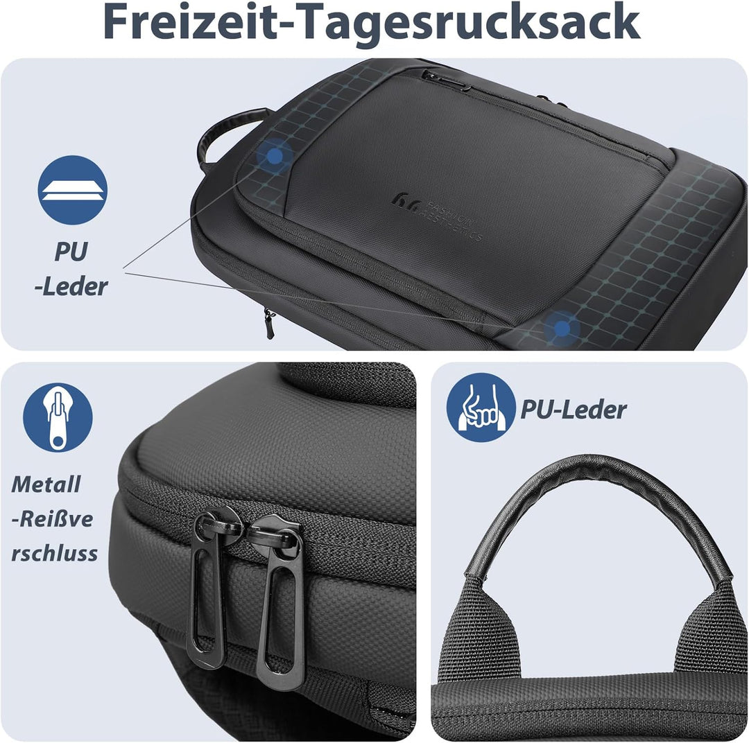 Business Rucksack Herren 15,6 Zoll, Laptop Rucksack mit USB Ladeanschluss & Laptopfach, Wasserdicht,