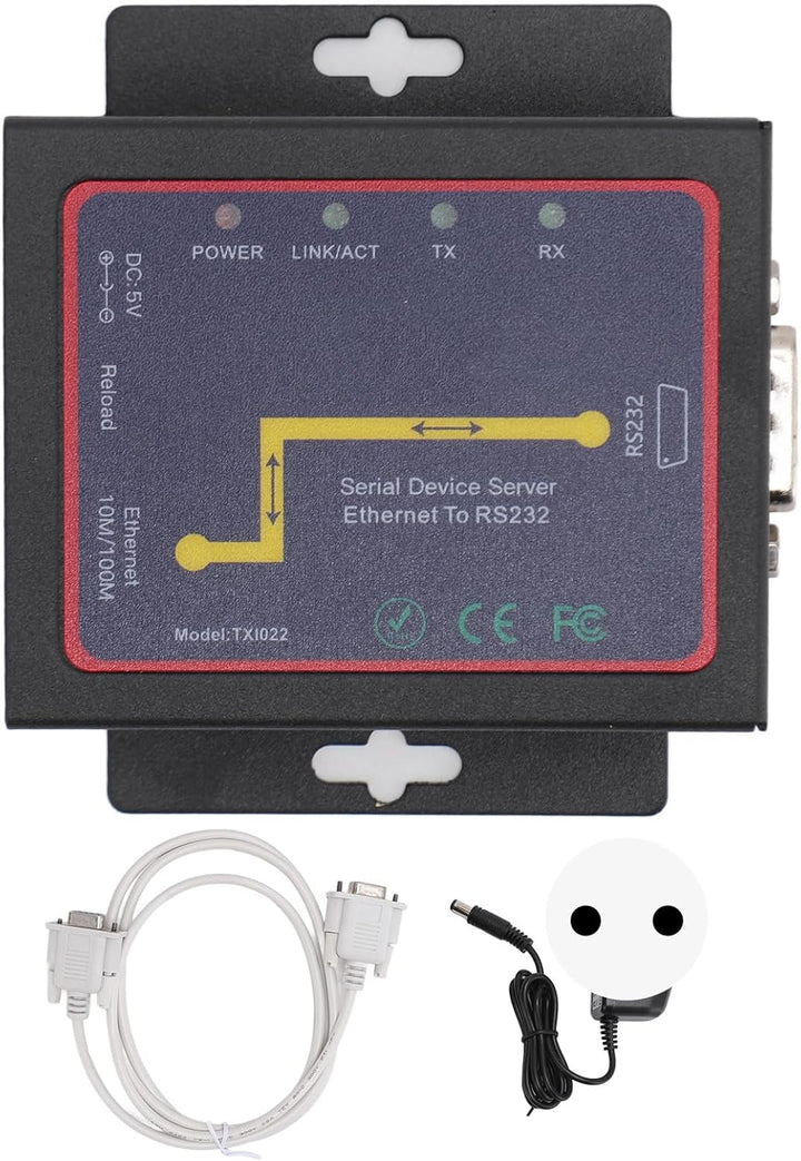 Asixxsix TXI022 RJ45 zu RS232 Serial Device Server, Iron RS232 zu IP Konverter Ethernet Bidirektiona