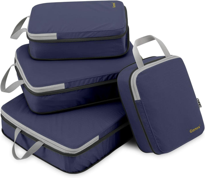 Compression Packing Cubes 3/4er Set, Gonex Kleidertaschen 4-teilig Verpackungswürfel, Kleidertaschen
