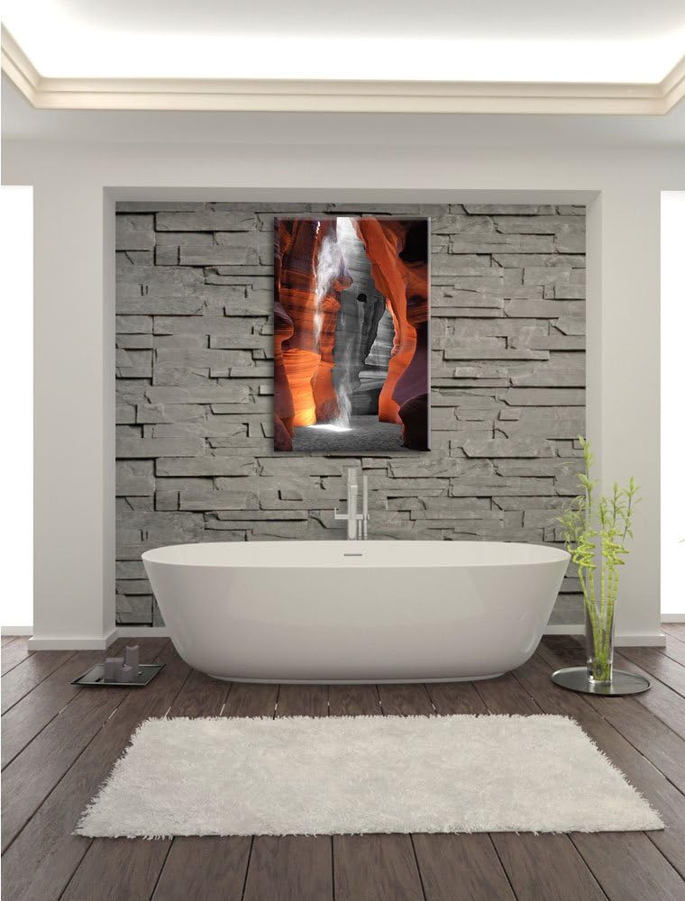 prächtiger Antelope Canyon schwarz/weiss Format: 100x70 auf Leinwand, XXL riesige Bilder fertig gera