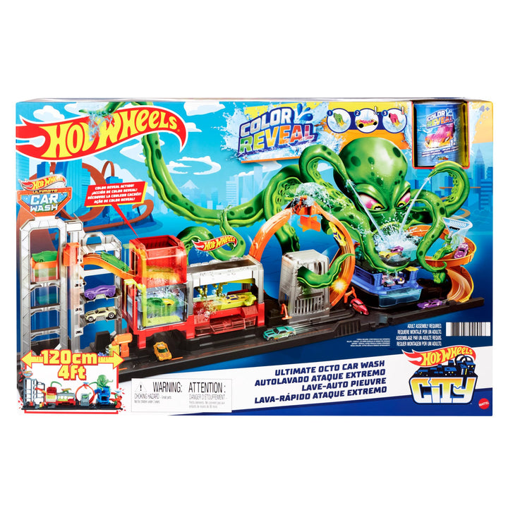 Hot Wheels Let's Race Netflix HBY96 - City Color Reveal Ultimative Auto-Waschanlage Spielset mit Was