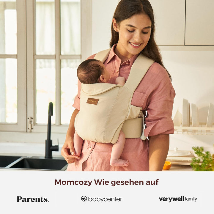 Momcozy Babytrage Neugeborene ab Geburt | Ergonomische Tragehilfe mit Nackenstütze | Leicht & sicher