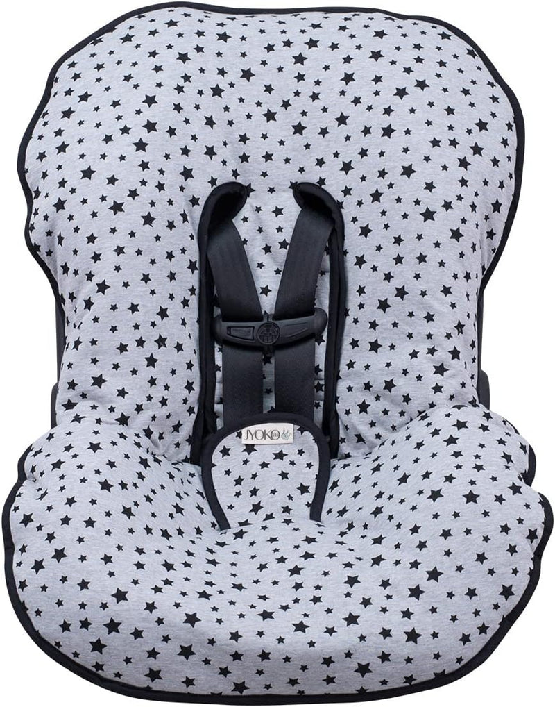 JYOKO Kids Abdecken Gepolsterte Universal für Babyschale (Black Star) Grau, Grau