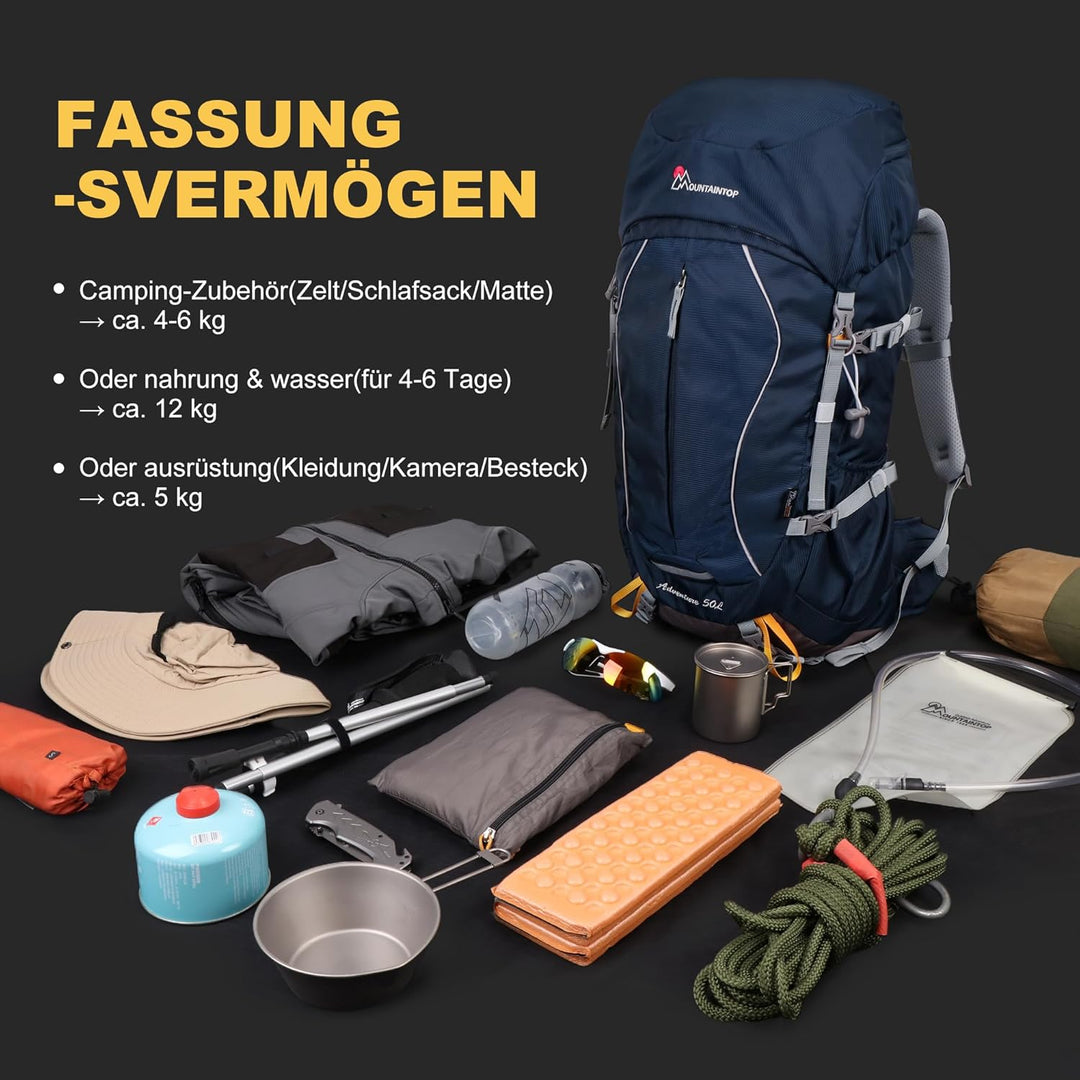 Mountaintop Trekkingrucksack 50L/60L Wanderrucksack Herren Damen Reiserucksack Grosser Rucksack mit