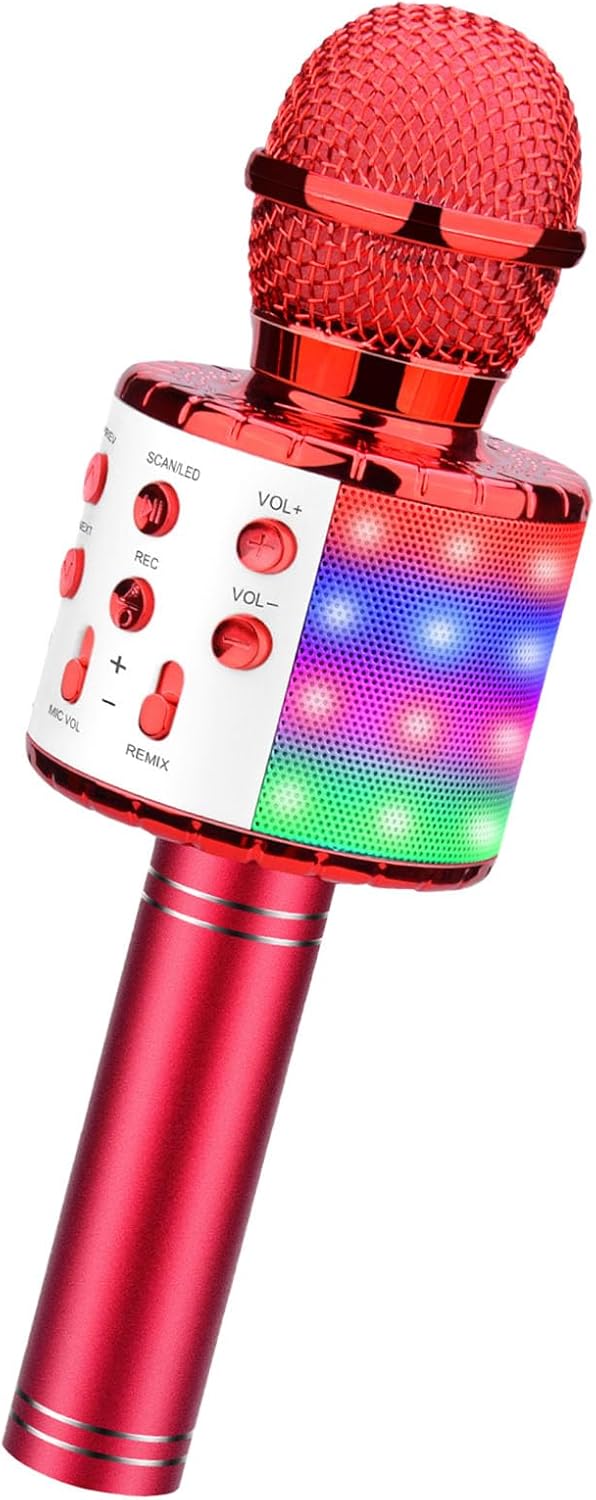 ShinePick Karaoke Mikrofon, Drahtloses Bluetooth Mikrofon Kinder, Tragbare 4 in 1 Sing Microphone fü