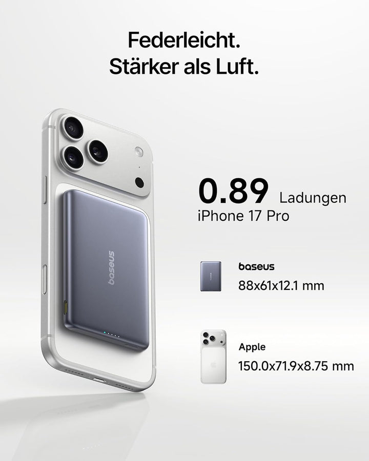 Baseus Picogo AM31 MagSafe Powerbank, Ultra Slim 20W Schnellladen 5000mAh Magnetische Powerbank, Wir