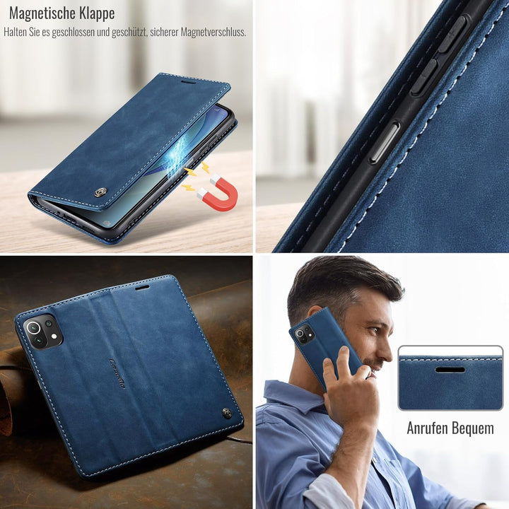 Handyhülle für Xiaomi Mi 11 Lite 4G / 5G / 5G NE Hülle, Premium Klapphülle Leder Schutzhülle Klappba